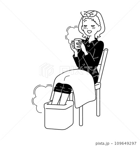 足湯をする女性 モノクロ 足湯をする女性 モノクロ 109649297