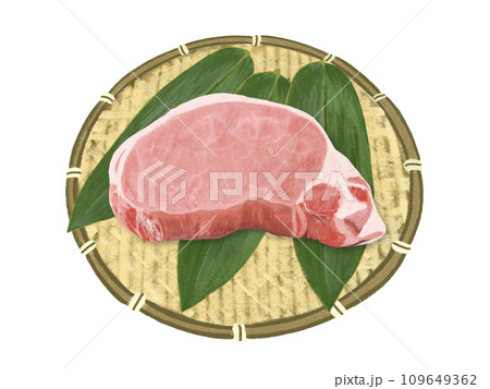 豚ロース肉（ザル、笹の葉付き） 109649362