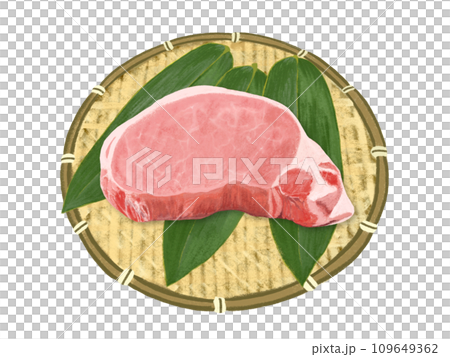 豚ロース肉（ザル、笹の葉付き） 109649362