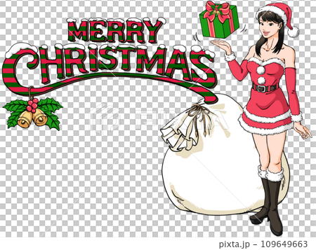 メリークリスマス・サンタのコスプレをした若い女性_ブーツ 109649663
