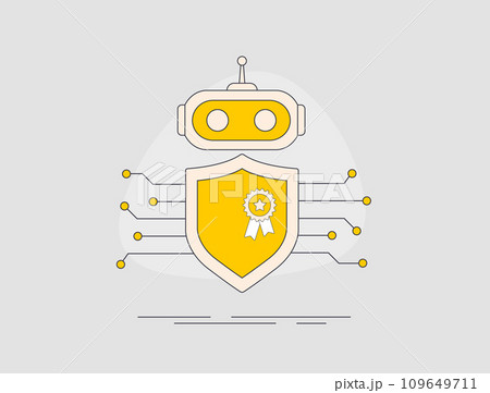AI in Cybersecurity. Neural networks machine learning in computer security. AI-powered code completion and intelligent coding assistants. Vector illustration isolated on white background with icons 109649711