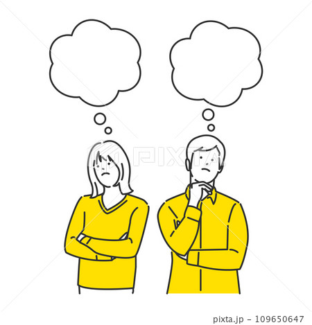 お互いの考え事を思う夫婦のイラスト　吹き出し 109650647