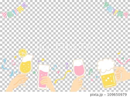 楽しい飲み会のイメージイラストのフレーム 誕生日・記念日・イベント 楽しい飲み会のイメージイラストのフレーム 誕生日・記念日・イベント 109650979