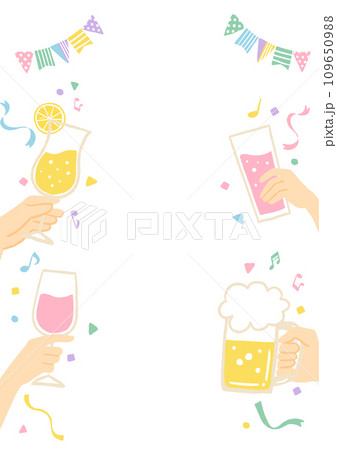 楽しい飲み会のイメージイラストのフレーム　誕生日・記念日・イベント 109650988