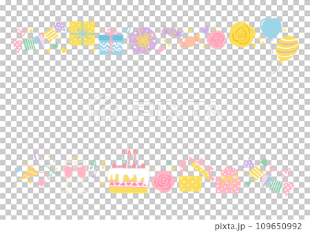 かわいいパーティーグッズのイラストのフレーム　誕生日・記念日・イベント 109650992