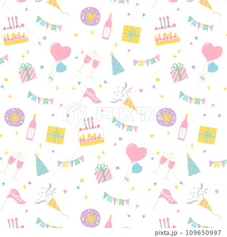 かわいいパーティーグッズのイラストのパターン　誕生日・記念日・イベント 109650997