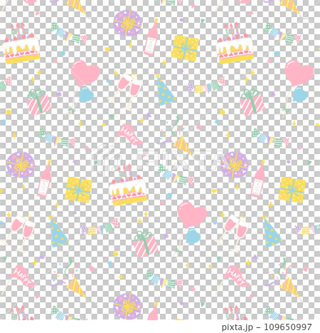 かわいいパーティーグッズのイラストのパターン　誕生日・記念日・イベント 109650997