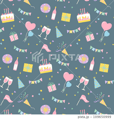 かわいいパーティーグッズのイラストのパターン　誕生日・記念日・イベント 109650999