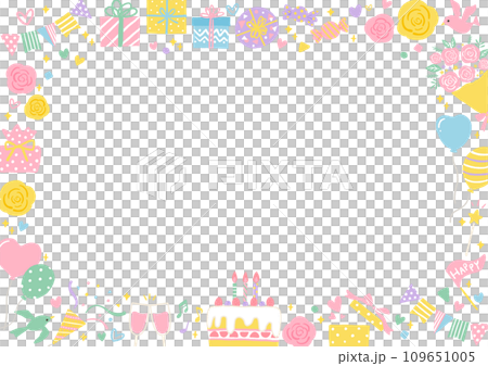 かわいいパーティーグッズのイラストのフレーム　誕生日・記念日・イベント 109651005