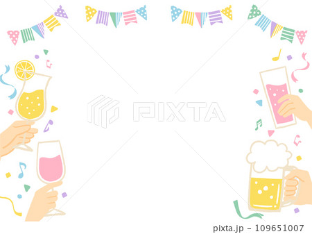 楽しい飲み会のイメージイラストのフレーム　誕生日・記念日・イベント 109651007