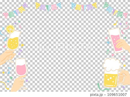 楽しい飲み会のイメージイラストのフレーム　誕生日・記念日・イベント 109651007