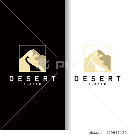 Vector illustration landscape desert logo design with desert hills sand simple 109651189