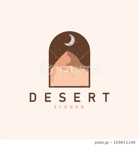 Vector illustration landscape desert logo design with desert hills sand simple 109651190