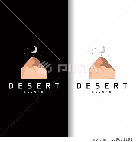 Vector illustration landscape desert logo design with desert hills sand simple 109651191