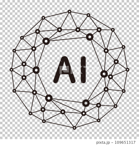 A monochrome icon with a mesh structure that says AI 109651317