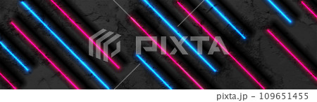 Blue pink neon lines abstract grunge background 109651455