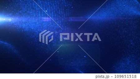 Blue glowing energy bright particles light lines and waves abstract background 109651518
