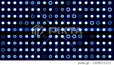 Abstract background of bright blue glowing light bulbs from circles and dots of energy magic disco wall 109651521
