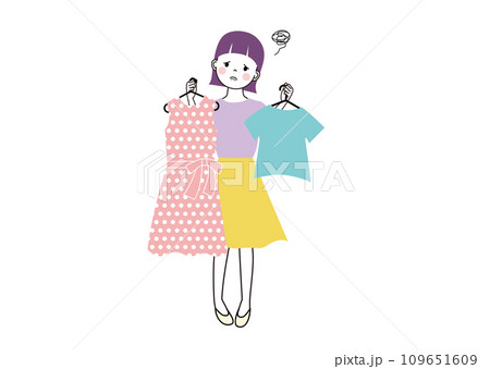 ファッション迷子　どんな服が似合うかわかなくて困っている女性 109651609