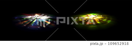 Crystal light leak effect set on black background 109652918