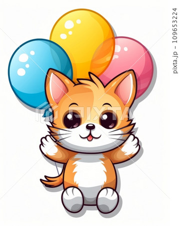 AI-generated content. Funny Kitten sticker in cartoon style, AI AI-generated content. Funny Kitten sticker in cartoon style, AI 109653224