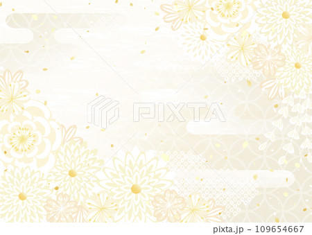着物やかんざしのような和風花柄のベクター背景素材	 109654667