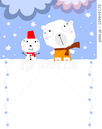 可愛いシロクマのフレーム 109656178