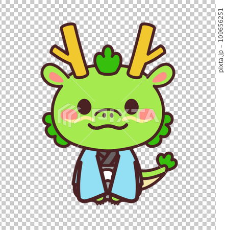 A cute dragon character wearing a kimono Illustration material 109656251