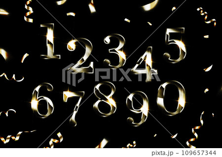 Silver 3d numbers. Symbol set. 109657344