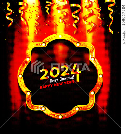 A sign with a happy new year 2024 109657384