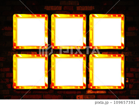 Red frame with light bulb around set Red frame with light bulb around set 109657391