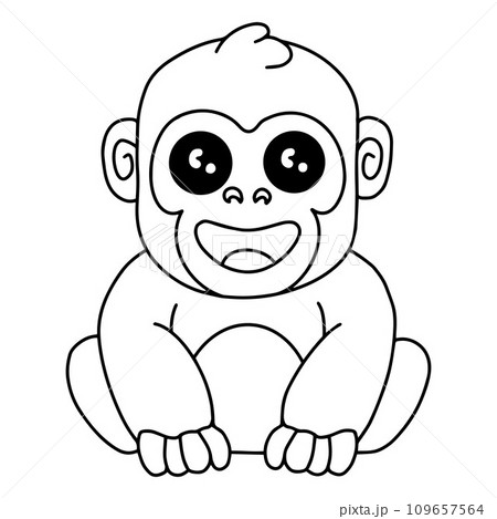 Cute gorilla wild safari african animals for kids, children clipart, cartoon style Cute gorilla wild safari african animals for kids, children clipart, cartoon style 109657564