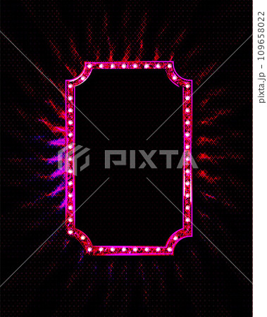 Vintage frame with illuminated light bulbs. 109658022