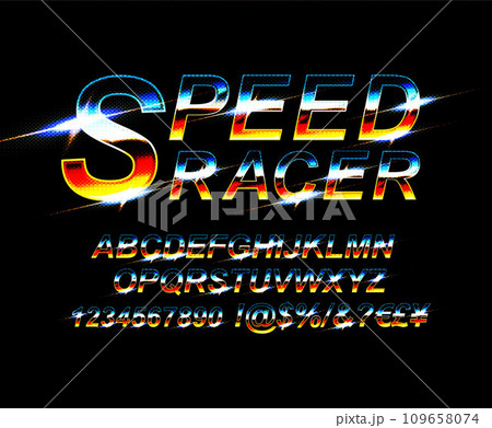 Speed style font design, alphabetのイラスト素材 [109658074] - PIXTA