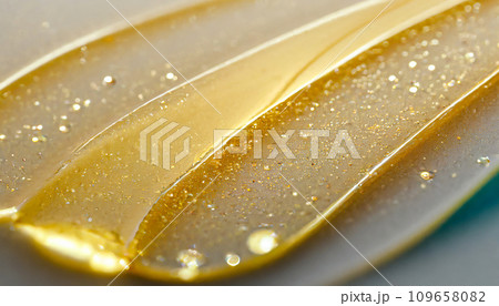 金箔が輝く透明なゴールドのジェルクリームの表面（AI生成画像） 109658082