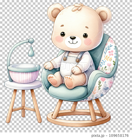 Watercolor children's chair Nursery style in pastel colors Watercolor children's chair Nursery style in pastel colors 109658176
