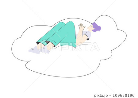 Dreaming Woman Character with Head in Cloud Having Fancy Imagination Vector Illustration Dreaming Woman Character with Head in Cloud Having Fancy Imagination Vector Illustration 109658196