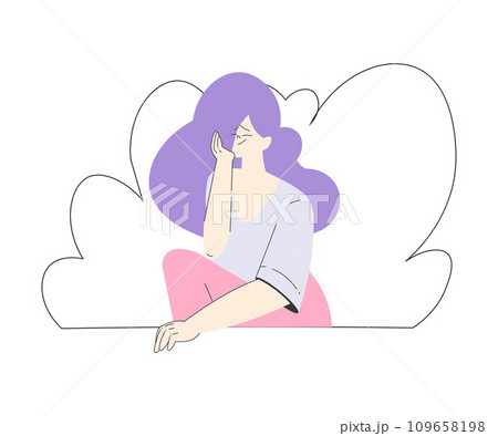 Dreaming Woman Character with Head in Cloud Having Fancy Imagination Vector Illustration Dreaming Woman Character with Head in Cloud Having Fancy Imagination Vector Illustration 109658198