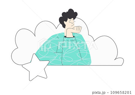 Dreaming Man Character with Head in Cloud Having Fancy Imagination Vector Illustration Dreaming Man Character with Head in Cloud Having Fancy Imagination Vector Illustration 109658201