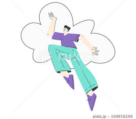 Dreaming Man Character with Head in Cloud Having Fancy Imagination Vector Illustration 109658209