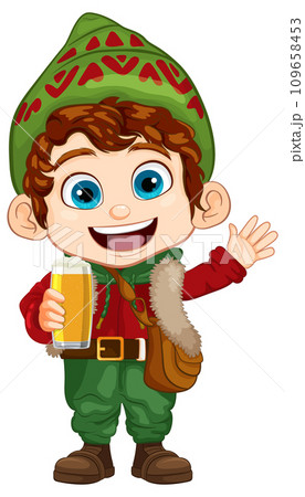 Cheerful Boy in Festive Winter Attire 109658453