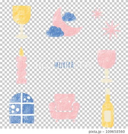 Winter night and wine solid illustration set (pink) 109658560