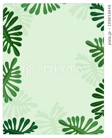 Green Tropical A-Frame Border Template with Monstera Leaves 109658648