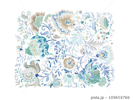 Fantasy flowers in retro, vintage, jacobean 109658766