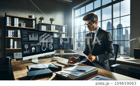 モダンなオフィスで執務中の公認会計士 モダンなオフィスで執務中の公認会計士 109659063