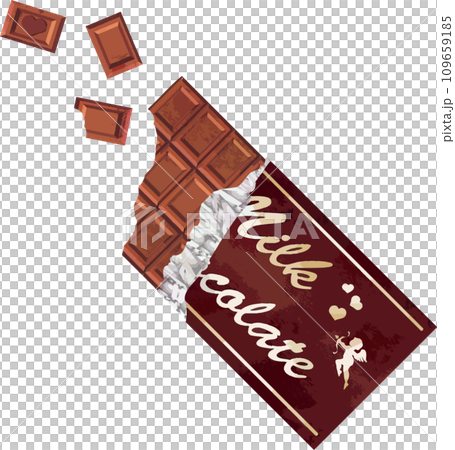 バレンタイン　バレンタインデー　ギフト　板チョコレート　チョコ　水彩　手描き　イラスト素材 109659185