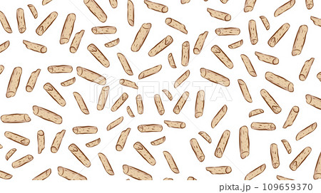 Wood Pellets elements Pattern, Brown pellets on a white background, isolated. Vector illustration in flat style. 109659370