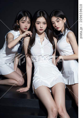 制服姿の女子高生の集合写真　AI画像　AI写真 109659610