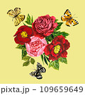 Bouquet with butterflies on beige 109659649