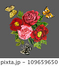Bouquet with butterflies on grey 109659650